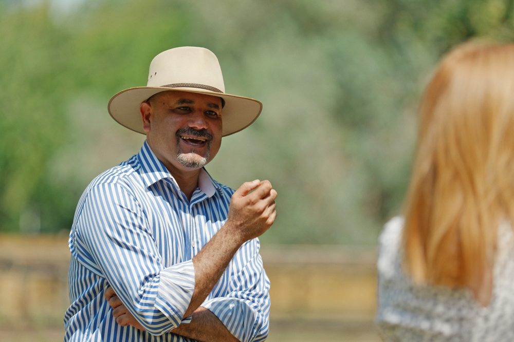 Gaurav Rampal with a horse at The National Stud